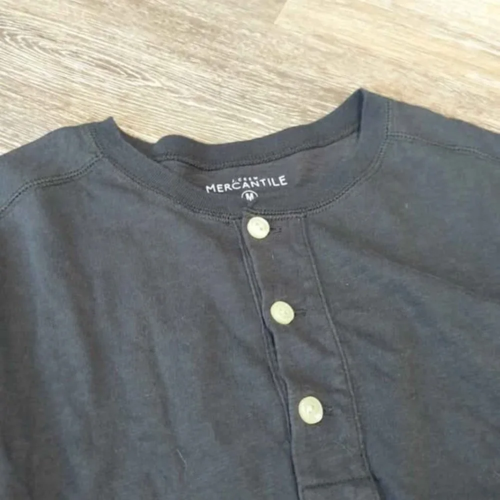 J Crew Shirt mercantile‎ medium Grey henley Tee Long Sleeve